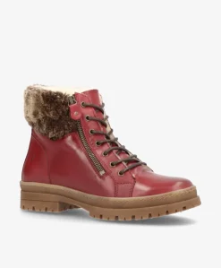 ALDINA LACE WARM Bordeaux - Snørestøvle med foer - læder