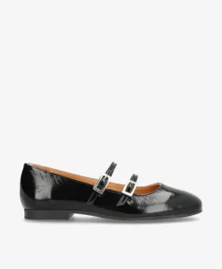 ALICIA P - Sort lak læder - Ballerina med rem