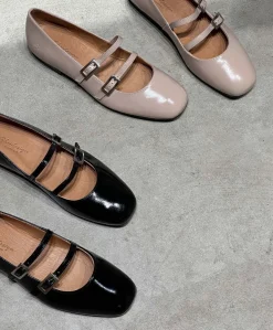 ALICIA P - Sort lak læder - Ballerina med rem