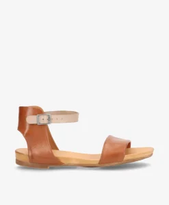 ANNIKA - Brun/taupe læder - Flade sandaler