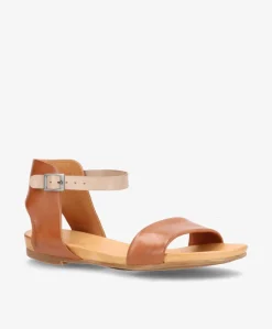 ANNIKA - Brun/taupe læder - Flade sandaler