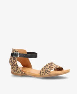ANNIKA S - Leopard/sort ruskind - Flade sandaler