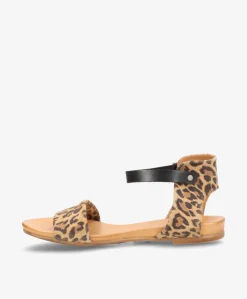 ANNIKA S - Leopard/sort ruskind - Flade sandaler