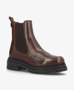 ASPEN - Mørkebrun læder - Chelsea støvle Dame