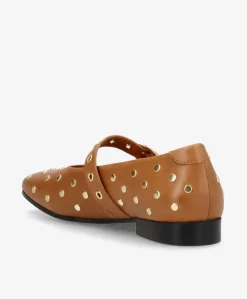 ASPIRE - Cognac læder - Ballerina Dame