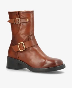 BONNIE - Brun læder - Biker støvler