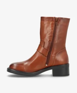 BONNIE - Brun læder - Biker støvler