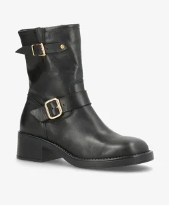 BONNIE - Sort læder - Biker støvler