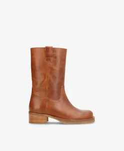 CAMERON - Dame Støvle med hæl - Cognac læder