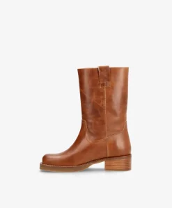 CAMERON - Dame Støvle med hæl - Cognac læder