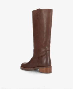 CAMERON LONG - Dame Lang støvle med hæl - Brun læder