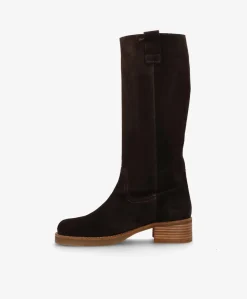 CAMERON LONG S - Mørkebrun ruskind - Lang støvle Dame