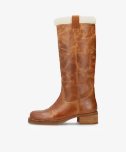 CAMERON LONG Warm - Cognac læder - Lang støvle Dame
