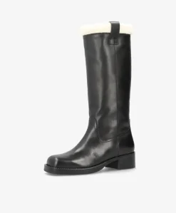 CAMERON LONG Warm - Sort læder - Lang støvle Dame