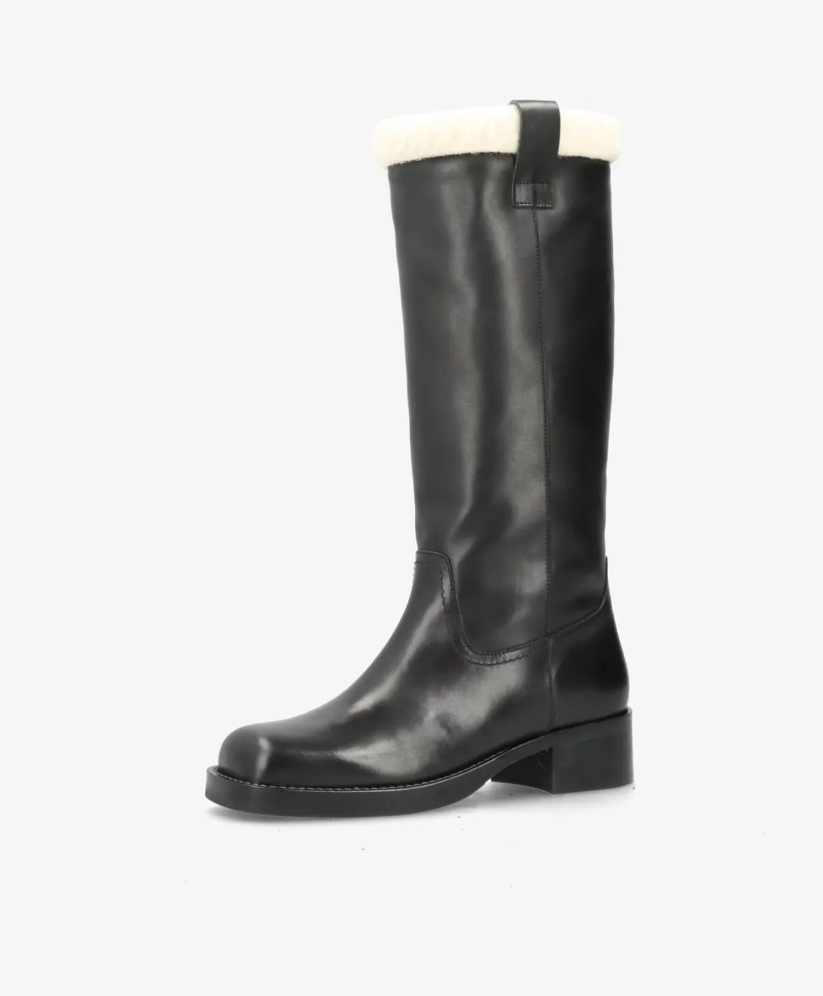 CAMERON LONG Warm - Sort læder - Lang støvle Dame