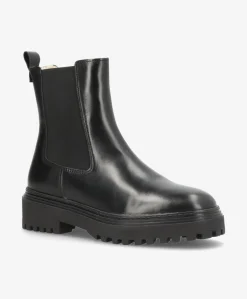 CASABLANCA WARM - Dame Chelsea støvle med foer - Sort læder