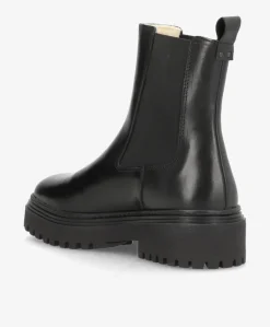 CASABLANCA WARM - Dame Chelsea støvle med foer - Sort læder