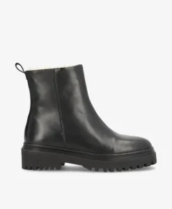 CASABLANCA ZIP Warm - Dame Ankelstøvle med foer - Sort læder