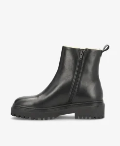 CASABLANCA ZIP Warm - Dame Ankelstøvle med foer - Sort læder