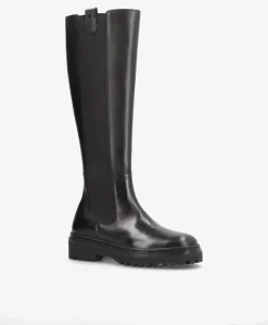 CASOON - Dame Lang støvle - Sort læder