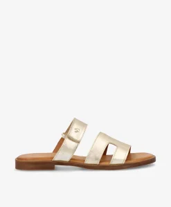 CLAIRE L - Champagne laminat læder - Sliders