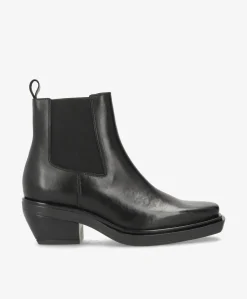 CONESS - Dame Støvle med hæl - Sort læder