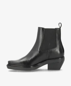 CONESS - Dame Støvle med hæl - Sort læder