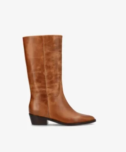 CONFIDENCE - Cognac læder - Høj støvle Dame
