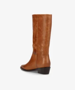 CONFIDENCE - Cognac læder - Høj støvle Dame