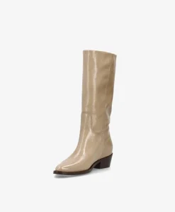 CONFIDENCE P - Beige lak læder - Høj støvle Dame