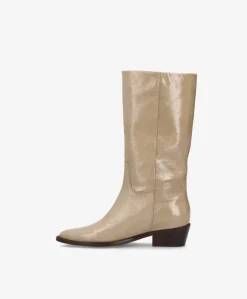 CONFIDENCE P - Beige lak læder - Høj støvle Dame