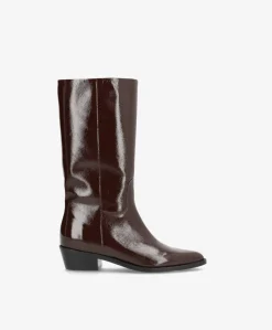 CONFIDENCE P - Brun lak læder - Høj støvle Dame