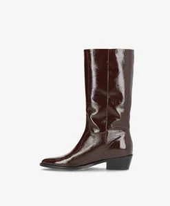 CONFIDENCE P - Brun lak læder - Høj støvle Dame