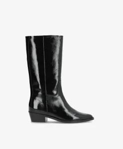 CONFIDENCE P - Sort lak læder - Høj støvle Dame