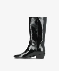 CONFIDENCE P - Sort lak læder - Høj støvle Dame