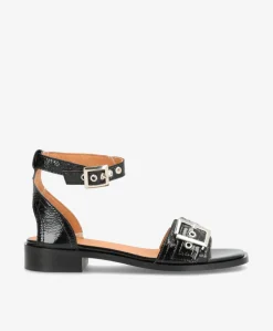 DESIRE P - Sort lak læder - Sandaler med lav hæl Dame