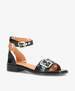 DESIRE P - Sort lak læder - Sandaler med lav hæl Dame