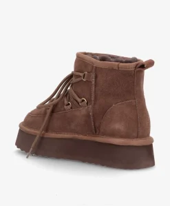 DUMBLE XL LACE - Dame Bamsestøvle med snøre - Mørkebrun ruskind