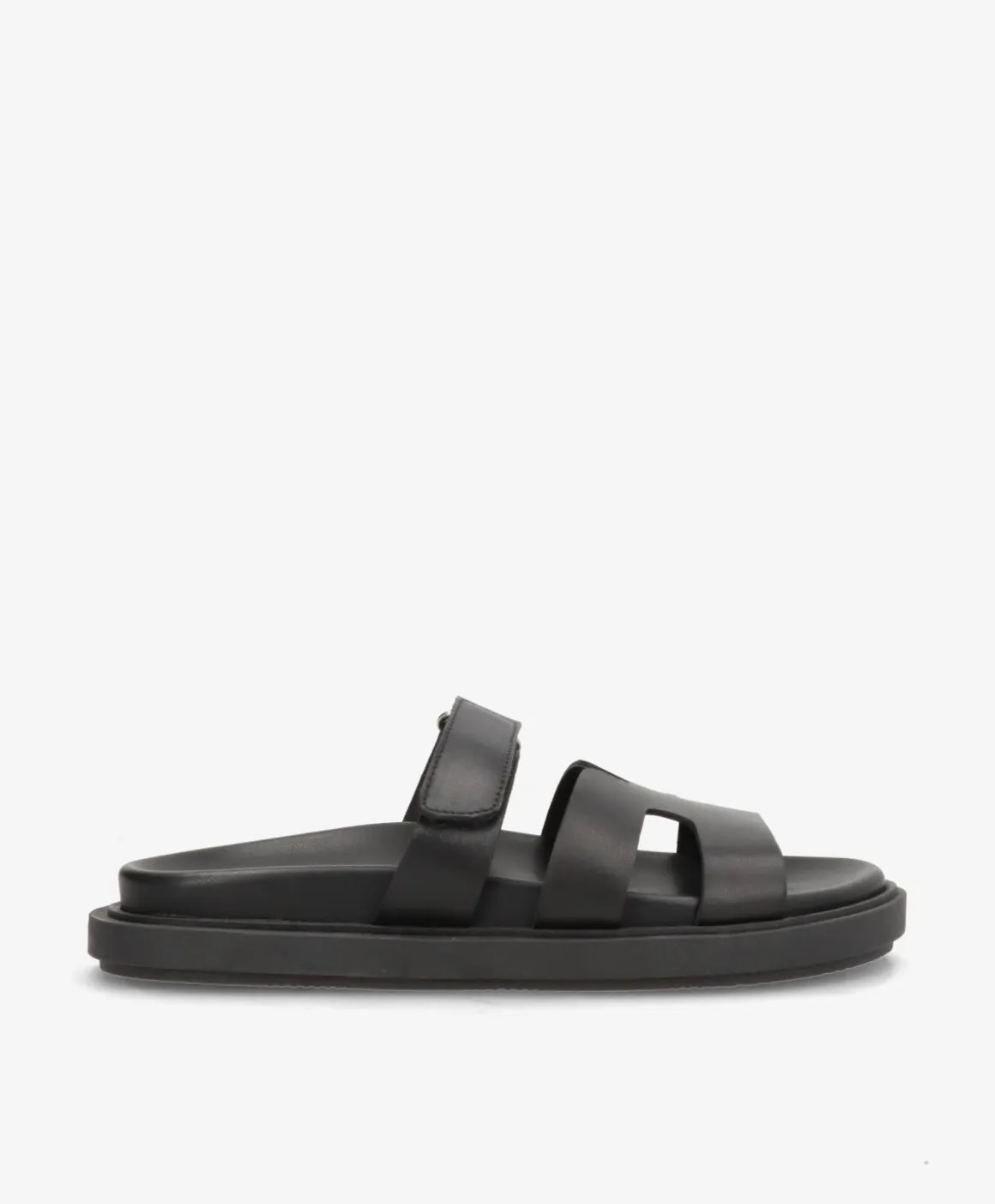 ECHO - Sort læder - Flade sandaler Dame