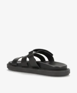 ECHO - Sort læder - Flade sandaler Dame