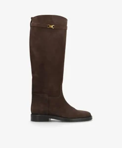 EQUESTRA LONG S - Mørkebrun ruskind - Lang støvle Dame