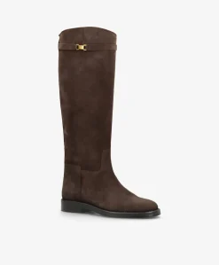 EQUESTRA LONG S - Mørkebrun ruskind - Lang støvle Dame