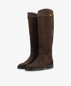 EQUESTRA LONG S - Mørkebrun ruskind - Lang støvle Dame