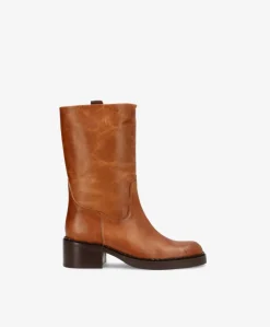 EXPOSED - Cognac læder - Høj støvle Dame