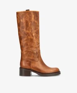 EXPOSED LONG - Cognac læder - Lang støvle Dame