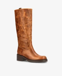 EXPOSED LONG - Cognac læder - Lang støvle Dame