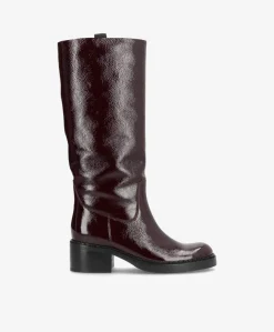 EXPOSED LONG P - Mørk bordeaux lak læder - Lang støvle Dame