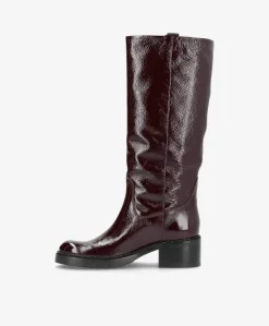 EXPOSED LONG P - Mørk bordeaux lak læder - Lang støvle Dame