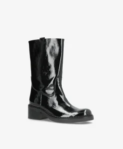 EXPOSED P - Sort lak læder - Høj støvle Dame