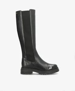 HASTA LA VISTA P Sort - Lang støvle - læder-lak